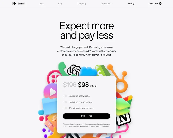 Lemni's Pricing Page