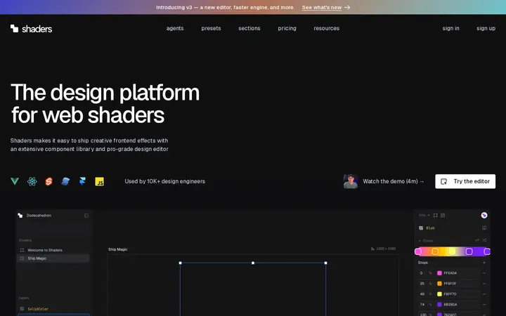Shaders — The design platform for web shaders